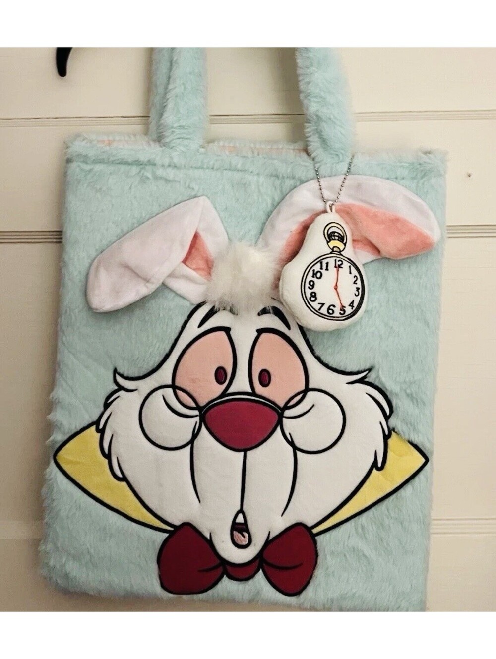Alice in Wonderland White Rabbit Plush Tote Bag Disney Parks Exclusive New